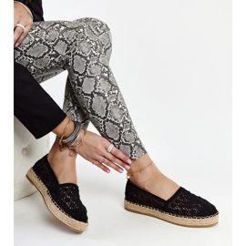 Espadrile din dantela neagra pe platforma Samra negru 1