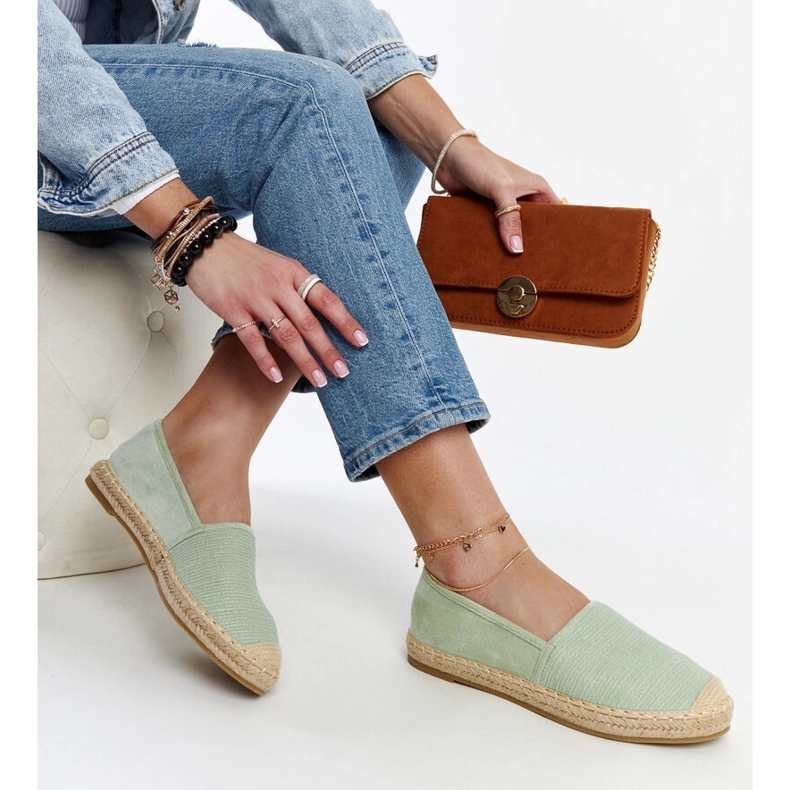 Espadrile de măsline cu strălucire pe platforma Ming verde 1