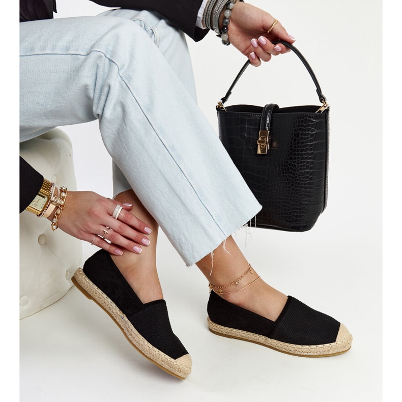 Espadrile negre lucioase pe platforma Ming negru 1