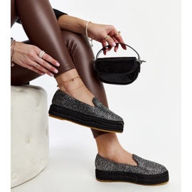 Espadrile negre decorate cu fir argintiu de la Havin negru 1