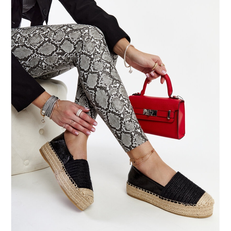 Espadrile negre Danica cu platforma negru 1