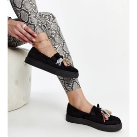 Pantofi negri cu ciucuri colorați de la Adaldrida negru 1