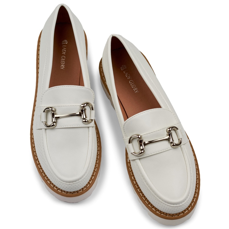 Pantofi de dama albi cu platforma 1