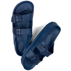 Șlapi bleumarin cu două catarame albastru 1