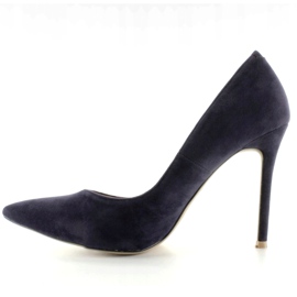 Pompe din piele intoarsa pe toc 5438 Navy albastru marin 1