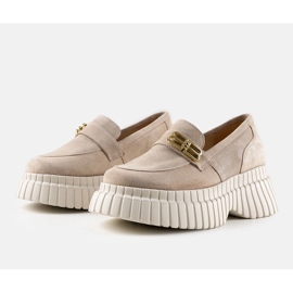 Pantofi Karino bej din piele intoarsa 1