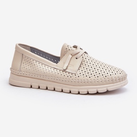 Vinceza Pantofi de damă din piele ajurata bej Darnissa 1