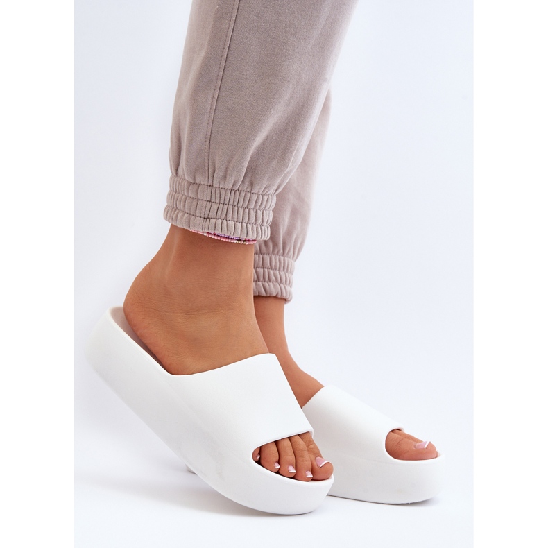 Flip-flops pentru damă, cu talpă groasă, alb Oreithano 2