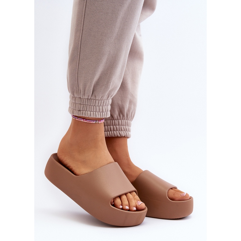 Flip-flops de damă cu talpă groasă, maro Oreithano 2