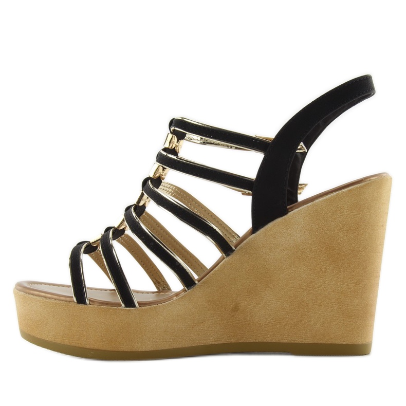 Sandale pe pană GM-5032 negre negru 1