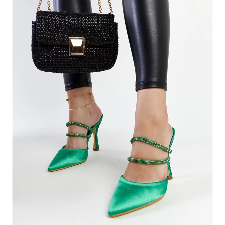 Șlapi verzi cu toc înalt de la Raffaelina verde 1