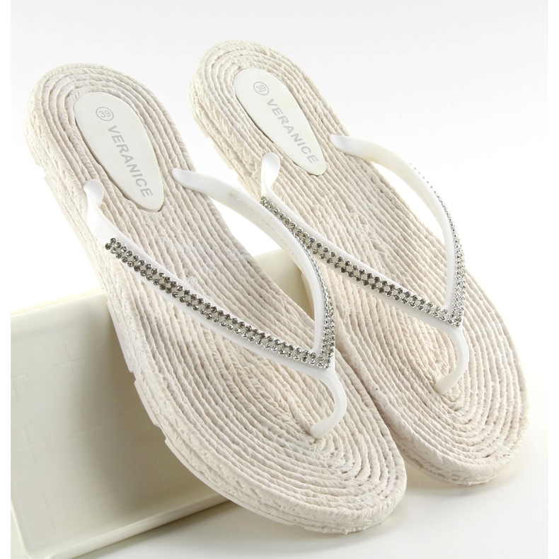 Flip-flops de cauciuc ca espadrilele ls069 alb 2