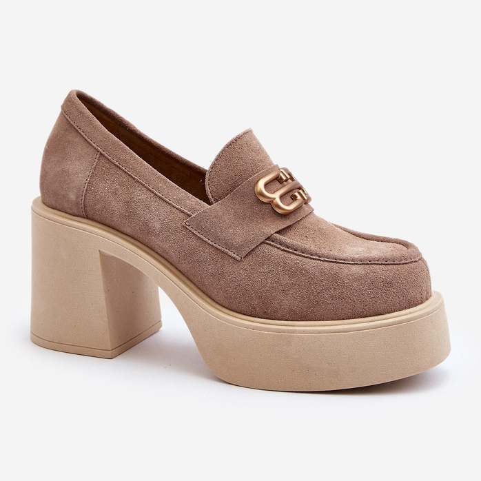 Zazoo 20170 Pantofi de damă din piele intoarsa cu toc inalt, bej 1