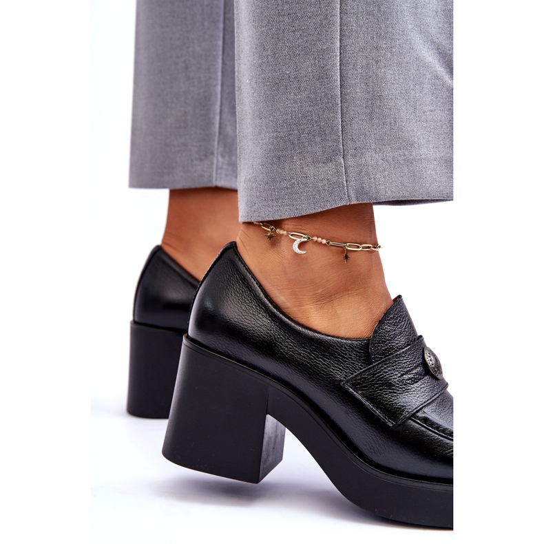 Lemar Pantofi De Damă Piele Pe Toc Negru 2 Lemar Pantofi De Damă Piele Pe Toc Negru 2