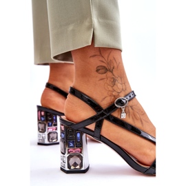 S.Barski Sandale Lăcuite Pe Un Clep Decorativ D&amp;A CR-232 Negru 4