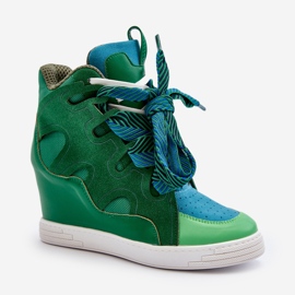 Pantofi de damă cu pană Leoppa verde 2