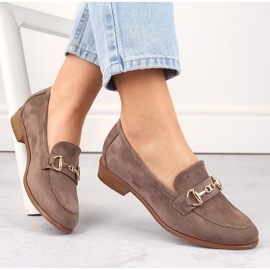 Pantofi cu toc mic de damă din piele intoarsa maro Potocki SZ12300 1