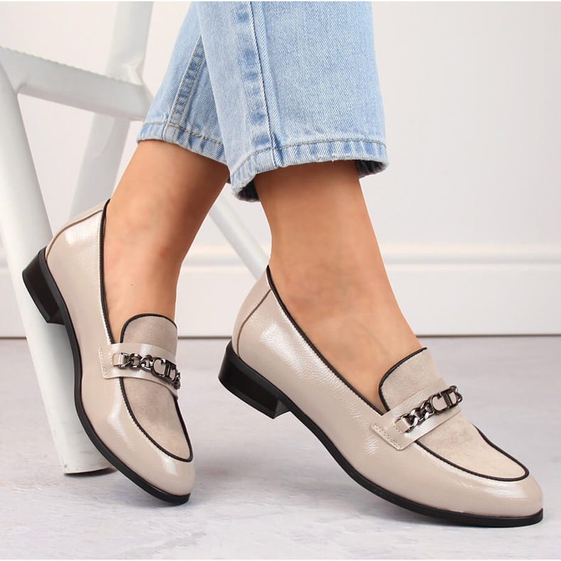 Pantofi de damă cu toc lacuit, bej, Potocki SZ12309 1