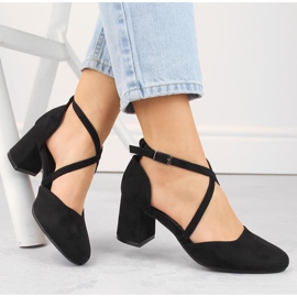 Sandale de damă elegante din piele intoarsa pe toc inalt, Potocki negre SZ12341 negru 1