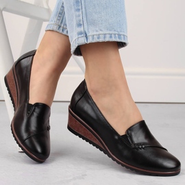 Pantofi negri cu pană slip-on de damă Potocki SZ12345 negru 1 Pantofi negri cu pană slip-on de damă Potocki SZ12345 negru 1