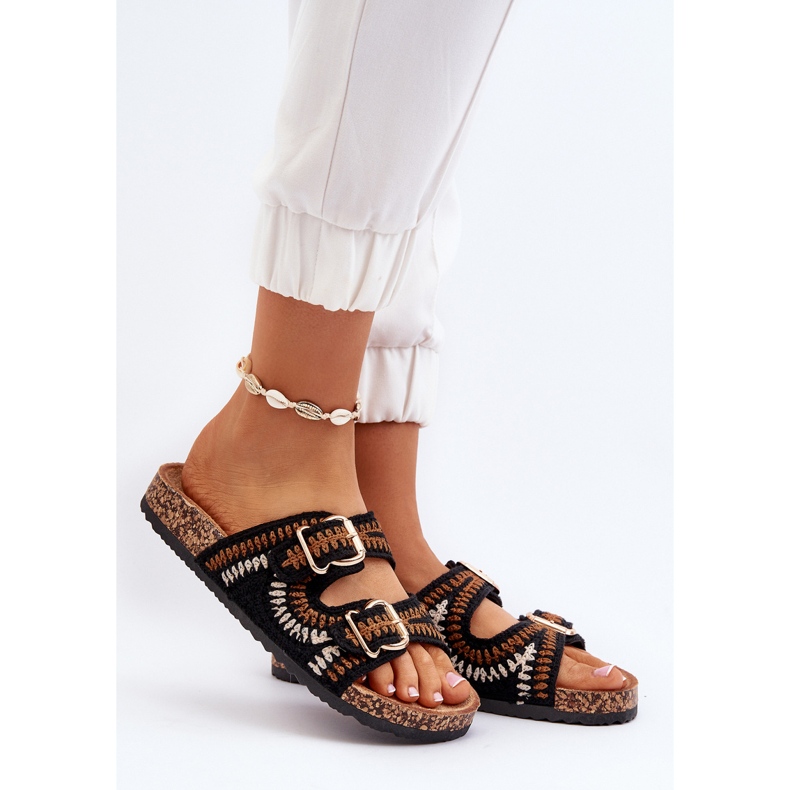 Șlapi damă cu talpă din plută, Black Fannea negru 2