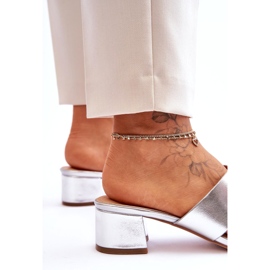 Joia Papuci clasici din piele cu toc mic, argintiu 3