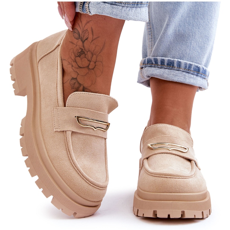 Seastar Mocasini cu slip-on din piele intoarsa de dama Bej Pure Love 5