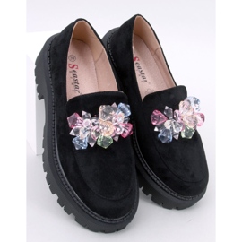 Mocasini cu platforma cu pietre de Stefani Black negru 1