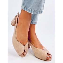 Sandale Venus Khaki cu toc bej 2 Sandale Venus Khaki cu toc bej 2