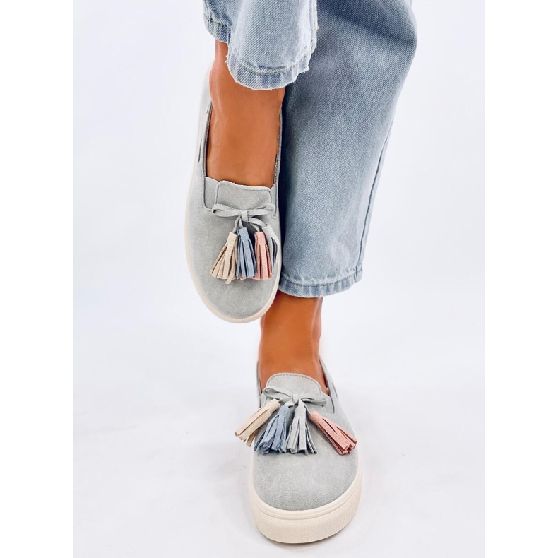 Tenisi Salma Grey cu franjuri gri 2