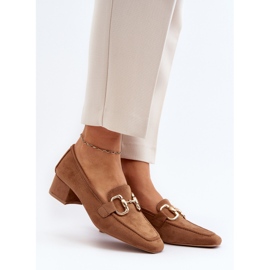 Pompe bloc cu toc jos cu decor Camel Dolvira maro 2 Pompe bloc cu toc jos cu decor Camel Dolvira maro 2