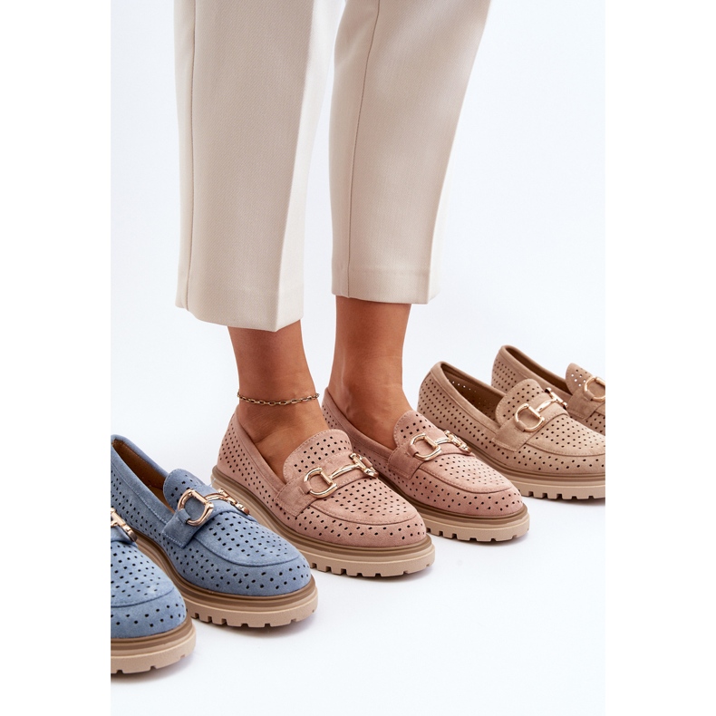 Mocasini Ajurat De Dama Cu Decorat, Talesse Roz 1