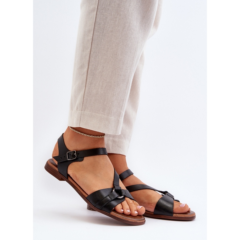 Sandale din piele pentru femei Zazoo 40182 Negru 2