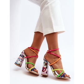 Sandale la modă cu toc înalt Josette multicolore roz 1