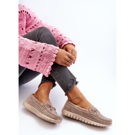 Vinceza Mocasini de damă bej cu fundă 1