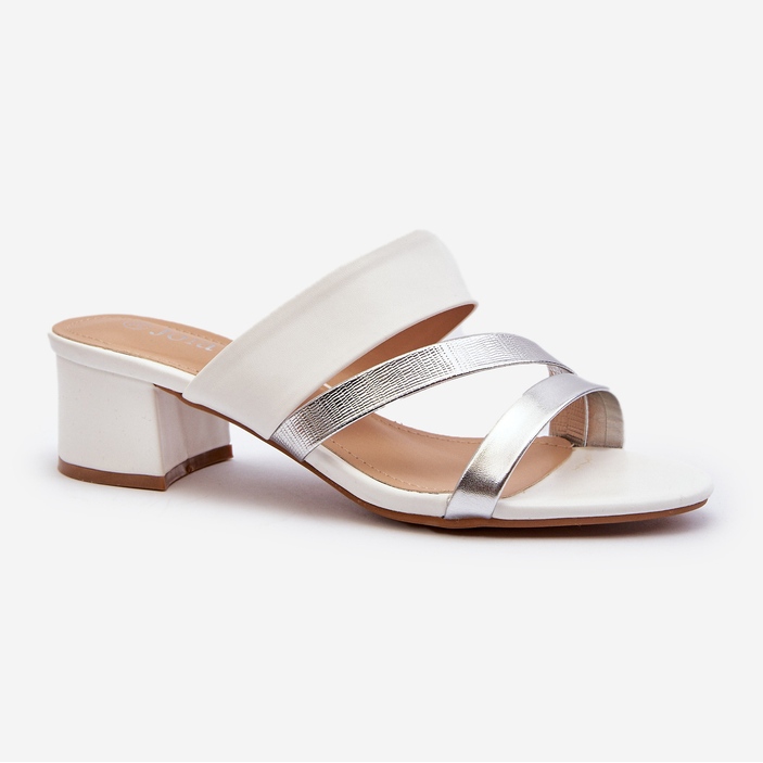 Flip-flops de damă cu toc mic, alb Rosila 1 Flip-flops de damă cu toc mic, alb Rosila 1