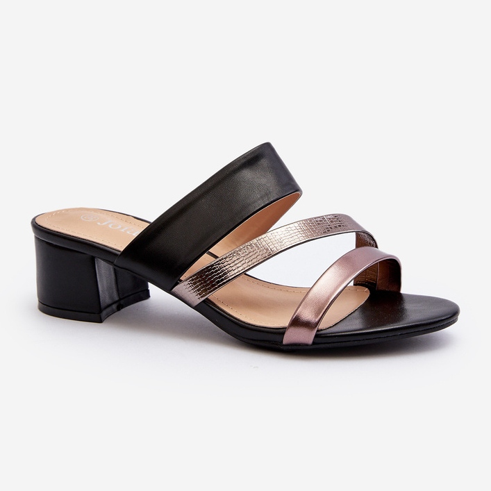 Flip-flops de damă cu toc scăzut, negru Rosila 1