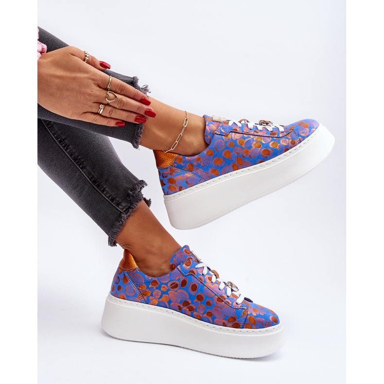 Pantofi sport din piele pe platformă Maciejka 06191-06 Albastru 1