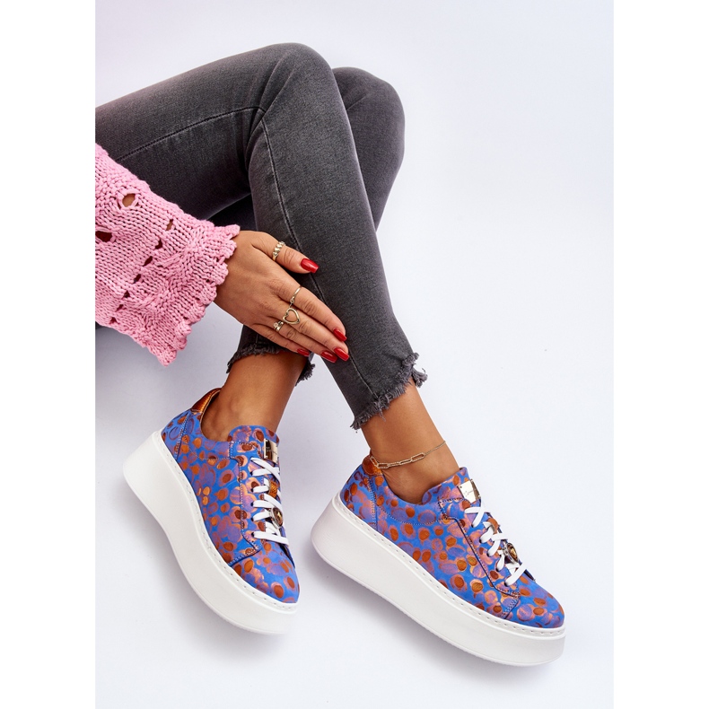 Pantofi sport din piele pe platformă Maciejka 06191-06 Albastru 2