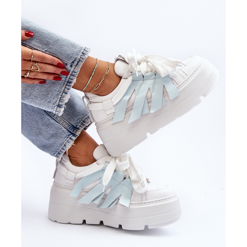 Pantofi Zazoo 2F-7033 pe o platformă masivă, albastru 1