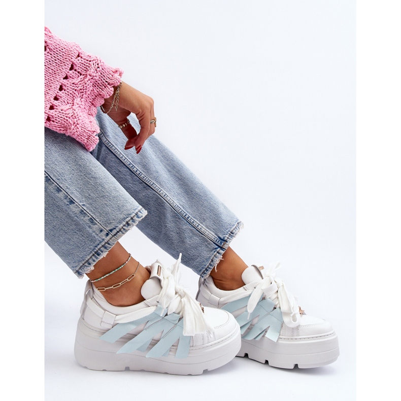 Pantofi Zazoo 2F-7033 pe o platformă masivă, albastru 2