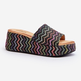 Slapi negri Vanarila Wedge pentru damă negru 1 Slapi negri Vanarila Wedge pentru damă negru 1