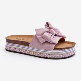 Flip-flops de damă cu platformă, cu fundă, mov Evatria violet 1
