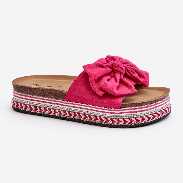 Flip-flops de damă pe o platformă cu fundă fucsia Evatria roz 1