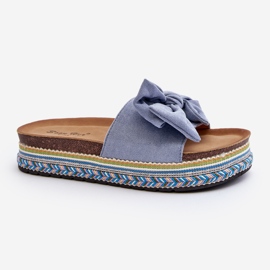 Flip-flops de damă cu platformă, cu fundă, Evatria albastră albastru 1