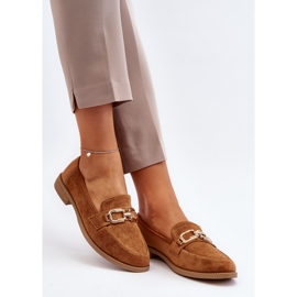 Mocasini De Damă De Căprioară Cu Toc Plat Camel Misal maro 2
