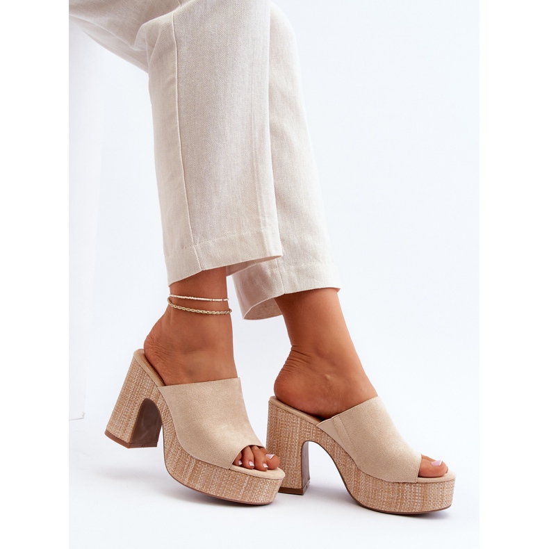 Flip-flops de damă bej cu tocuri înalte Siobhan 2