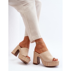 Flip-flops de damă bej cu tocuri înalte Siobhan 1