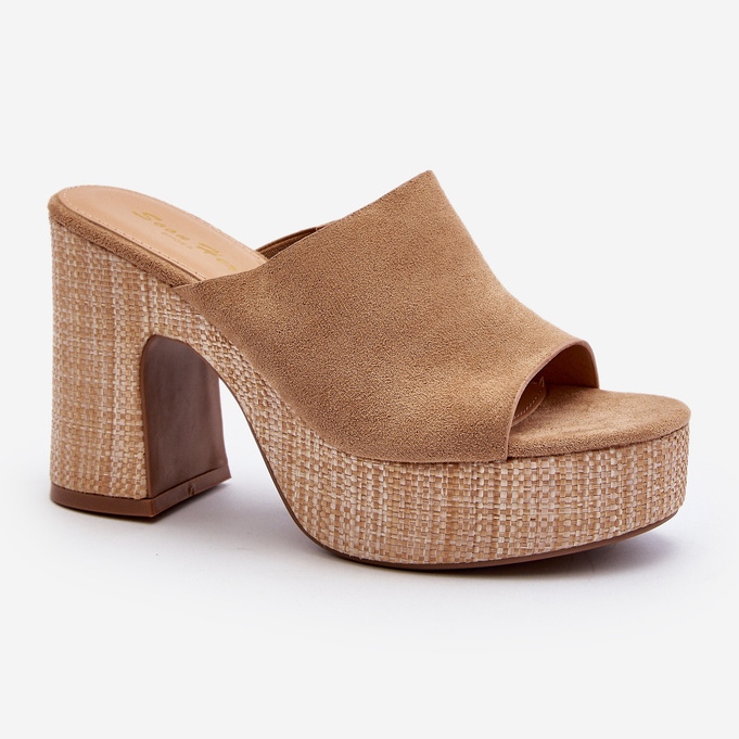 Papuci de damă cu toc înalt, maro, Siobhan bej 1