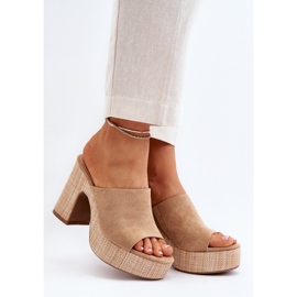 Papuci de damă cu toc înalt, maro, Siobhan bej 2